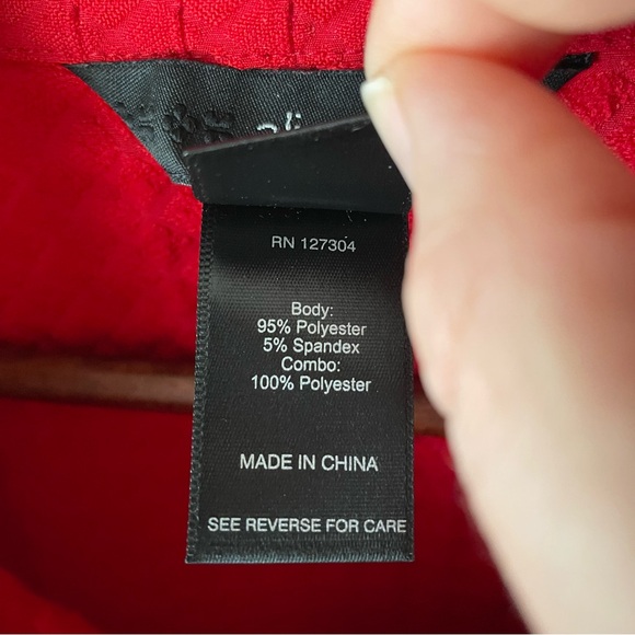 Ali Miles Womens Red Waffle Knit Mock Neck Button Front Peplum Top Jacket 1X - Picture 5 of 10